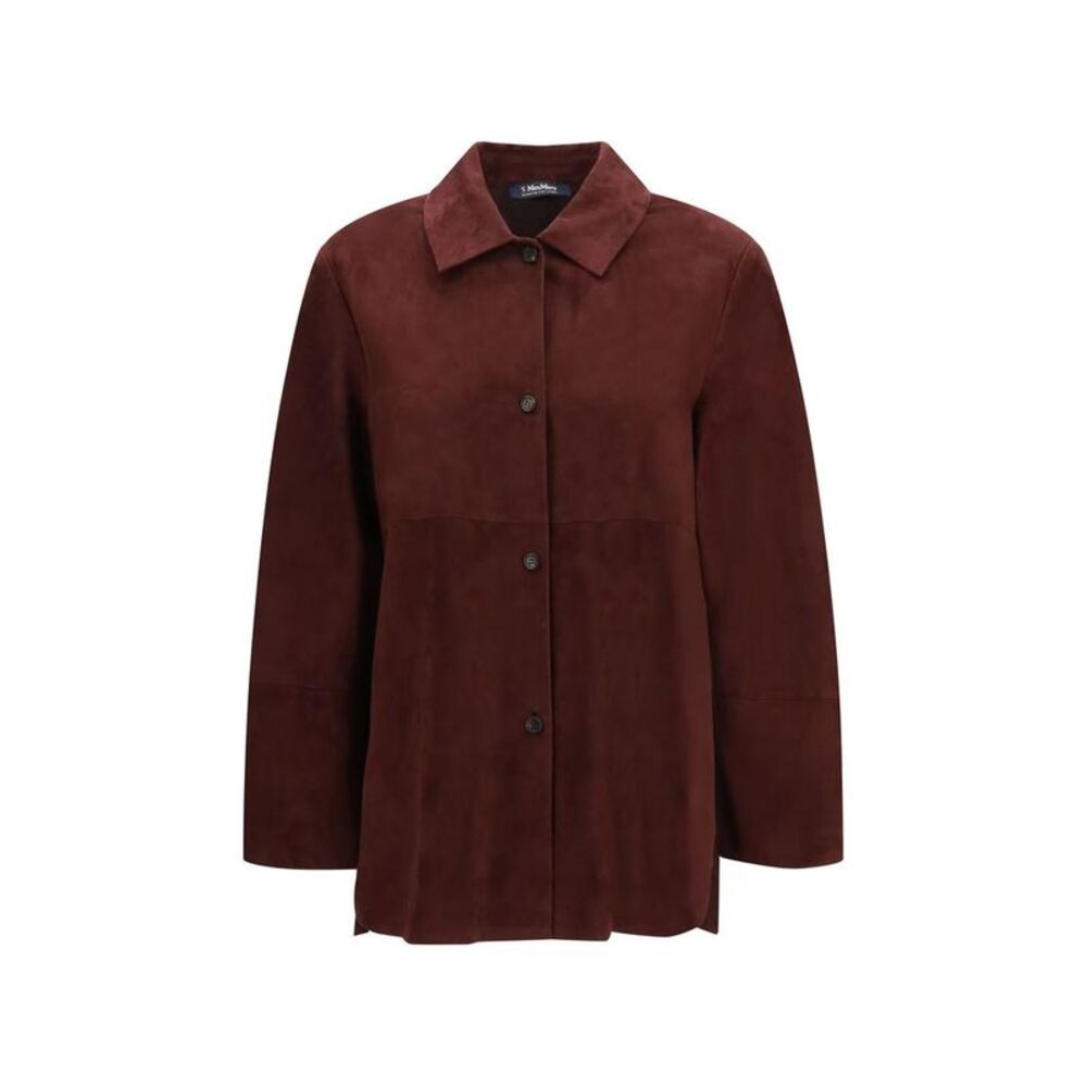 'S Max Mara Bordeaux Lamb Ovis Aries Leather Women's Jacket